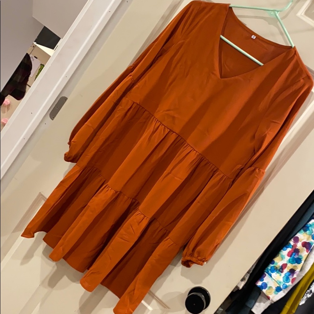 Burnt orange flowy dress